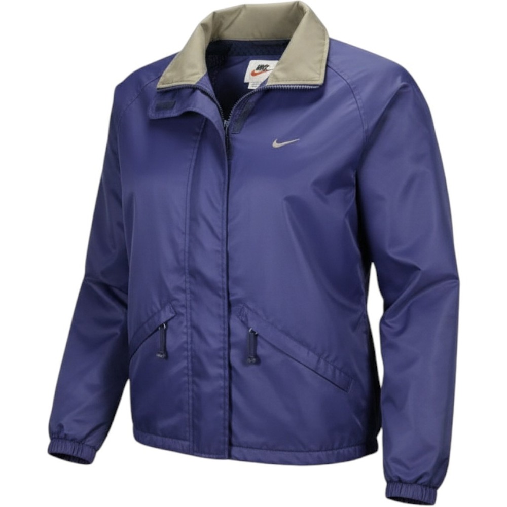 Vintage Nike Windbreaker Jacket Purple Khaki Tan Swoosh Mesh Lined Womens Medium